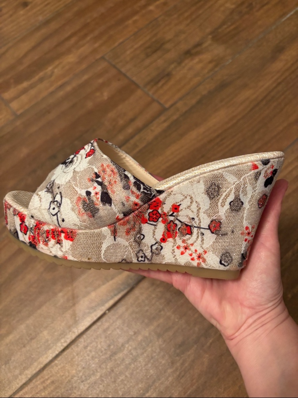 Wedge Slide Sandals in Floral Multi-Color - Picture 3 of 10
